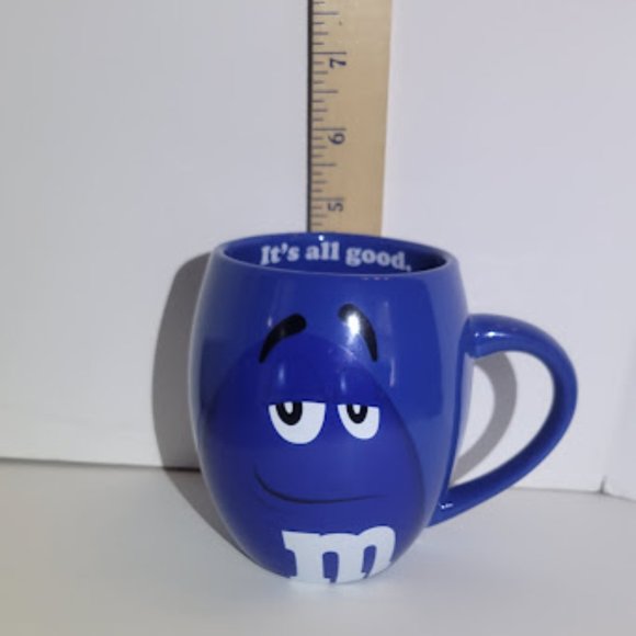 NEW OVERSIZED BLUE M&M COFFEE MUG "IT'S ALL GOOD" ON INSIDE RIM 20 OZ - Picture 2 of 5